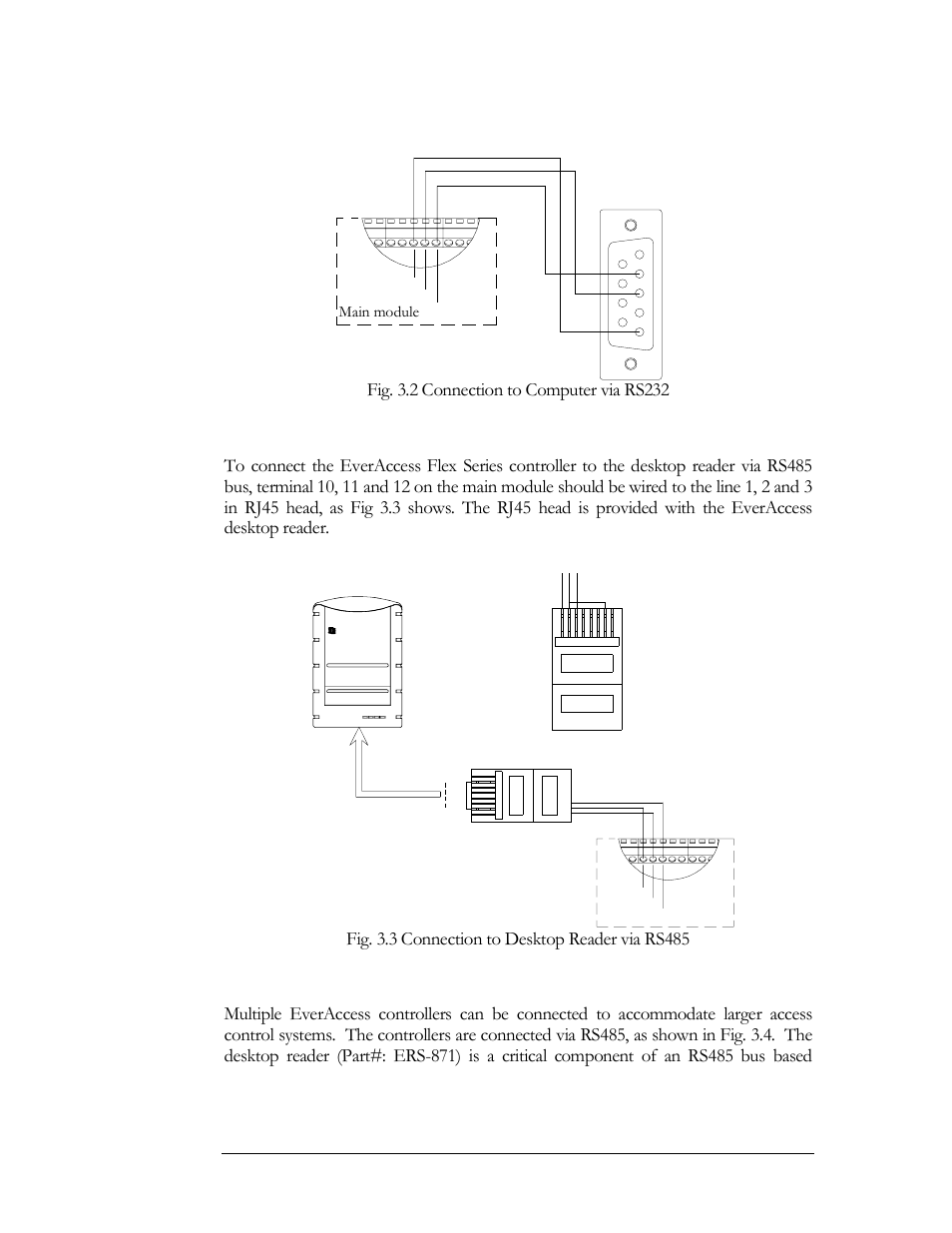 Connection to desktop reader via rs485, Rs485 bus based networking system | EverFocus EFC--02-1-A User Manual | Page 32 / 75