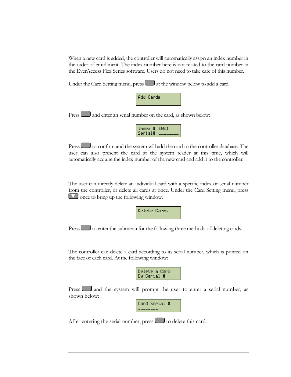 Add cards, Delete cards | EverFocus EFC--02-1-A User Manual | Page 47 / 75