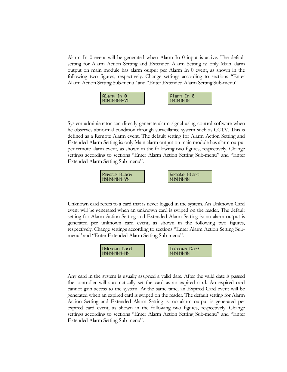 Alarm in 0, Remote alarm, Unknown card | Expired card | EverFocus EFC--02-1-A User Manual | Page 60 / 75