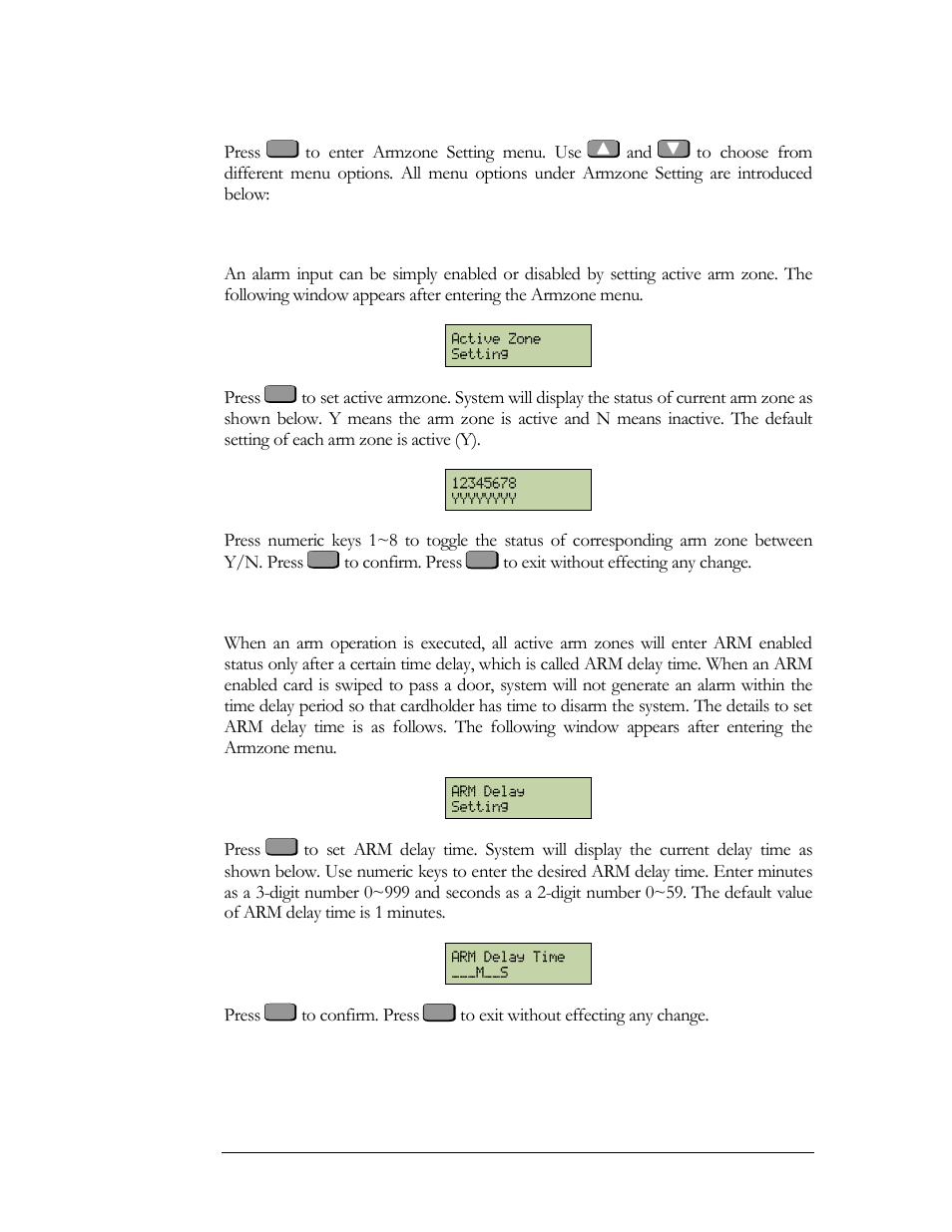 Set active armzone, Set arm delay time | EverFocus EFC--02-1-A User Manual | Page 64 / 75