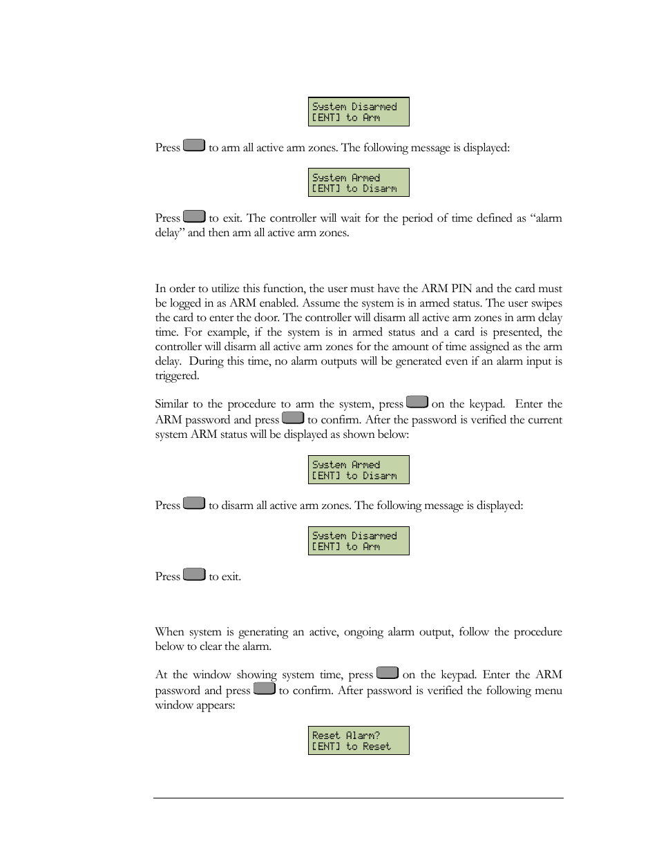 Disarm the system using the controller keypad, Clear the alarm | EverFocus EFC--02-1-A User Manual | Page 66 / 75