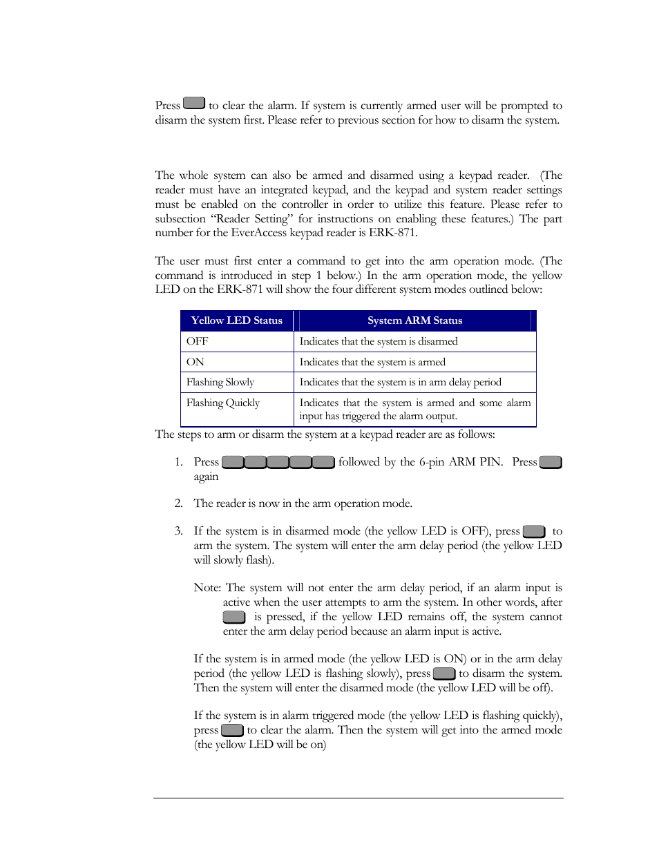 Arm/disarm the system using a reader | EverFocus EFC--02-1-A User Manual | Page 67 / 75