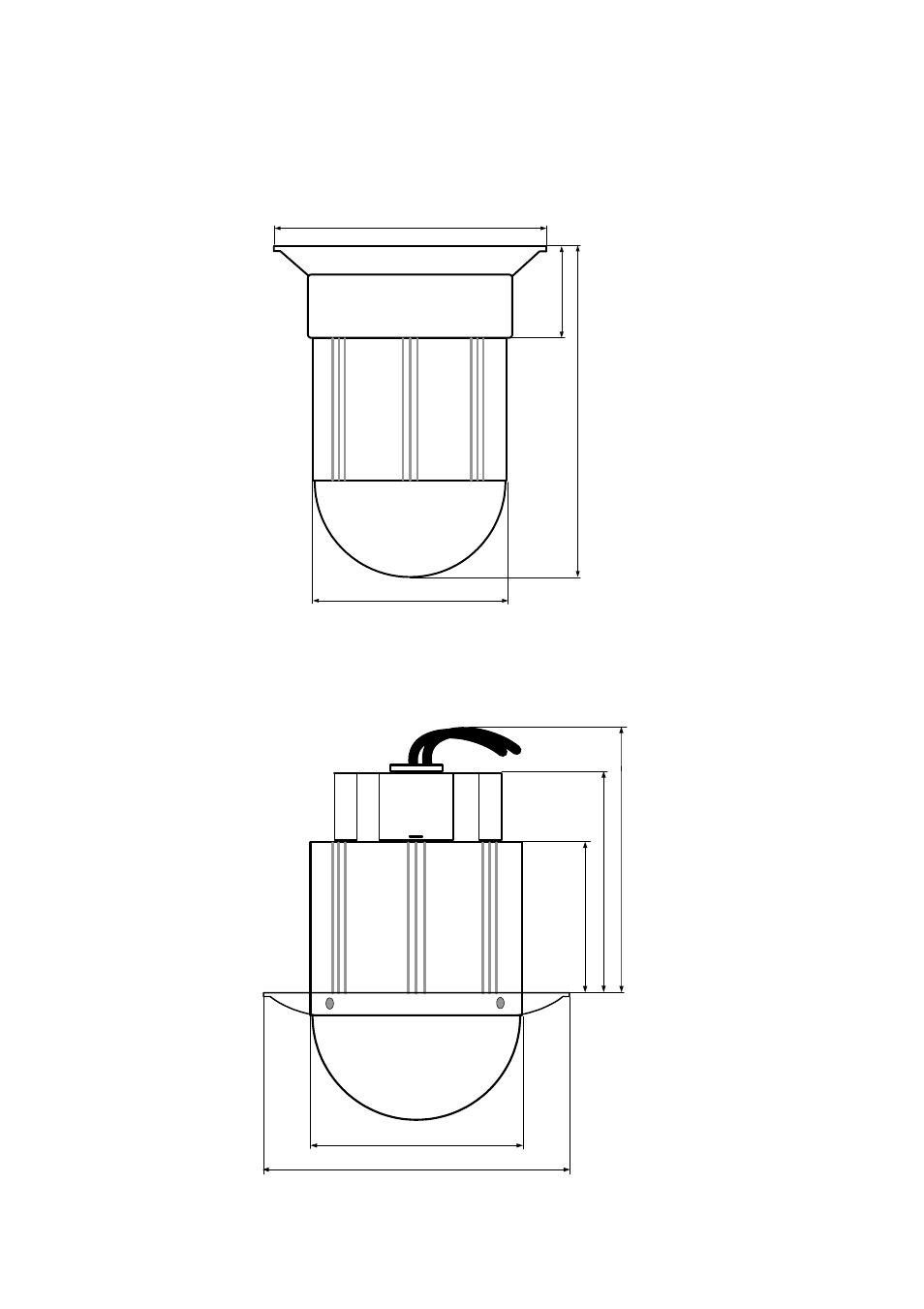 5 dimensions, 1 dimensions with ceiling mount adapter, 2 dimensions with recessed ceiling mount adapter | EverFocus Day / Night Speed Dome Camera EPTZ 100 User Manual | Page 8 / 48