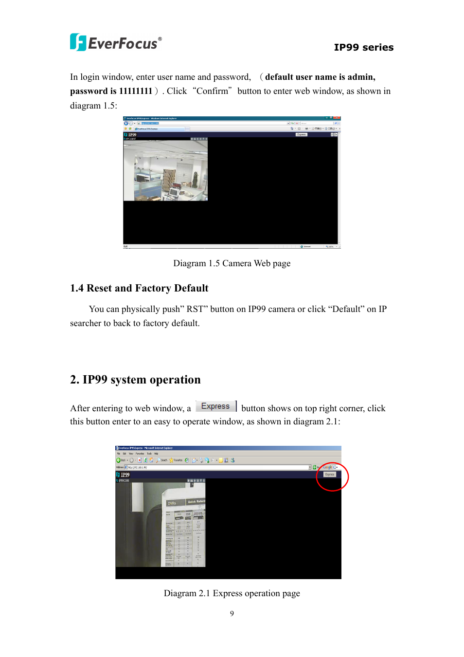 Ip99 system operation | EverFocus EVS110 User Manual | Page 10 / 32