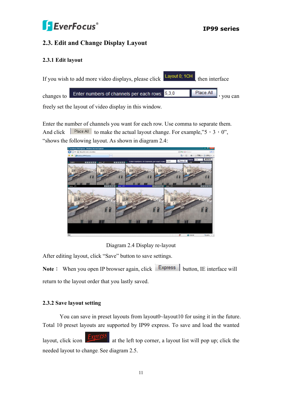 Edit and change display layout | EverFocus EVS110 User Manual | Page 12 / 32