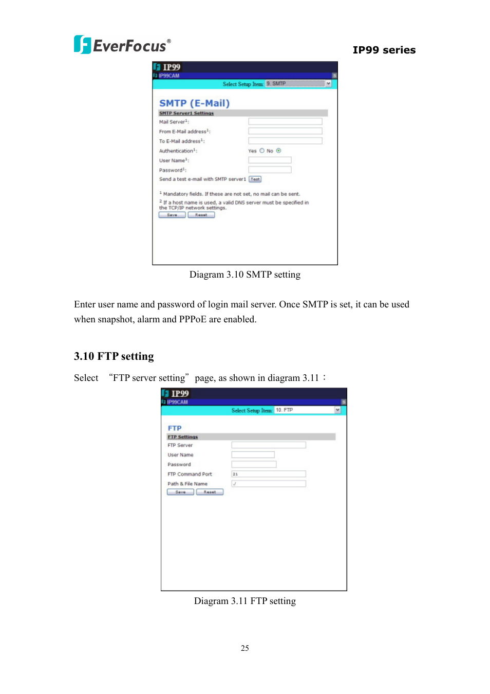 10 ftp setting | EverFocus EVS110 User Manual | Page 26 / 32