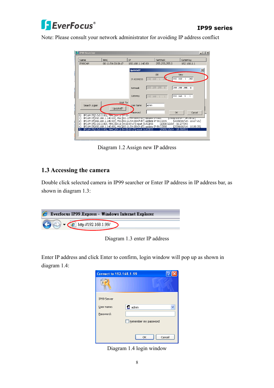 3 accessing the camera | EverFocus EVS110 User Manual | Page 9 / 32
