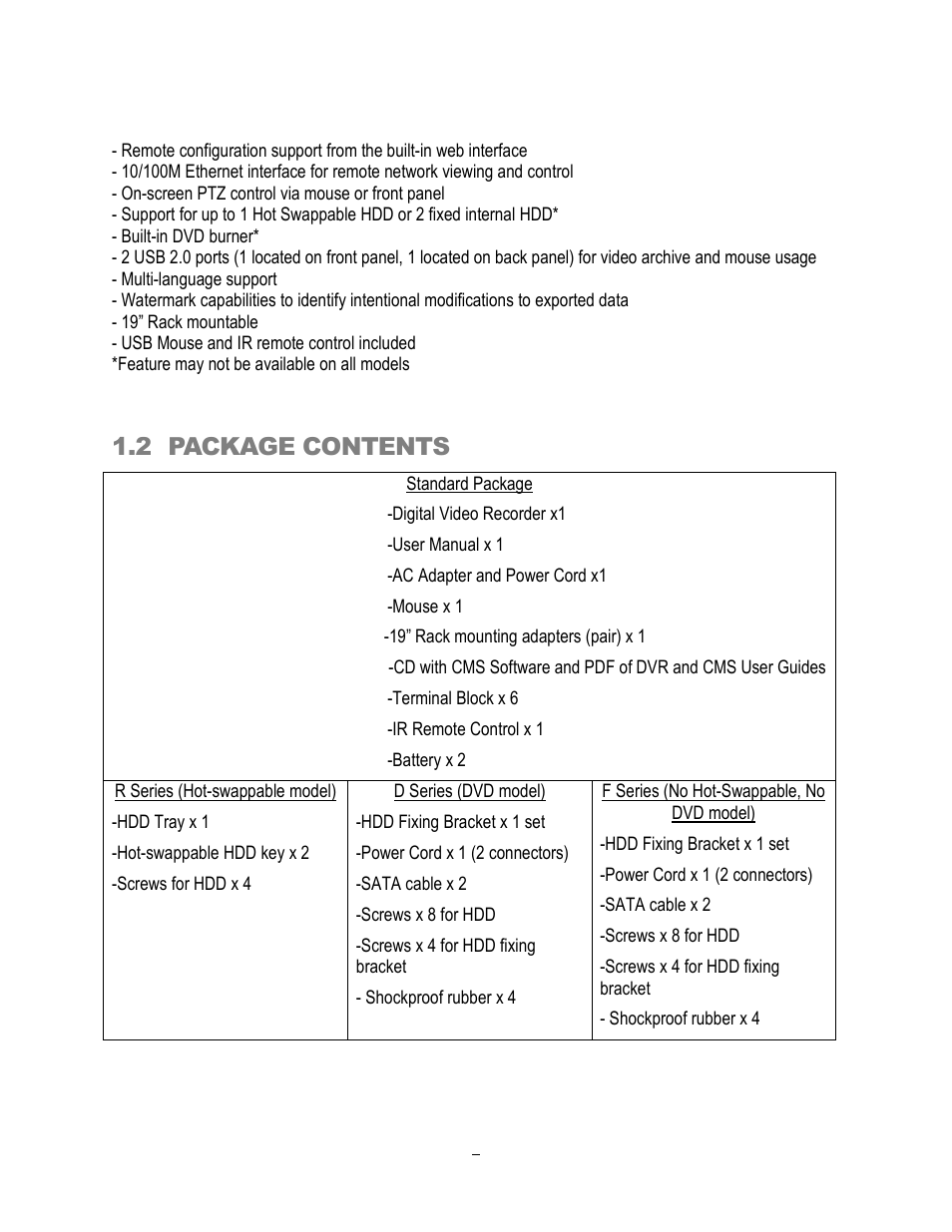2 package contents | EverFocus ECOR264-4X1 User Manual | Page 10 / 147