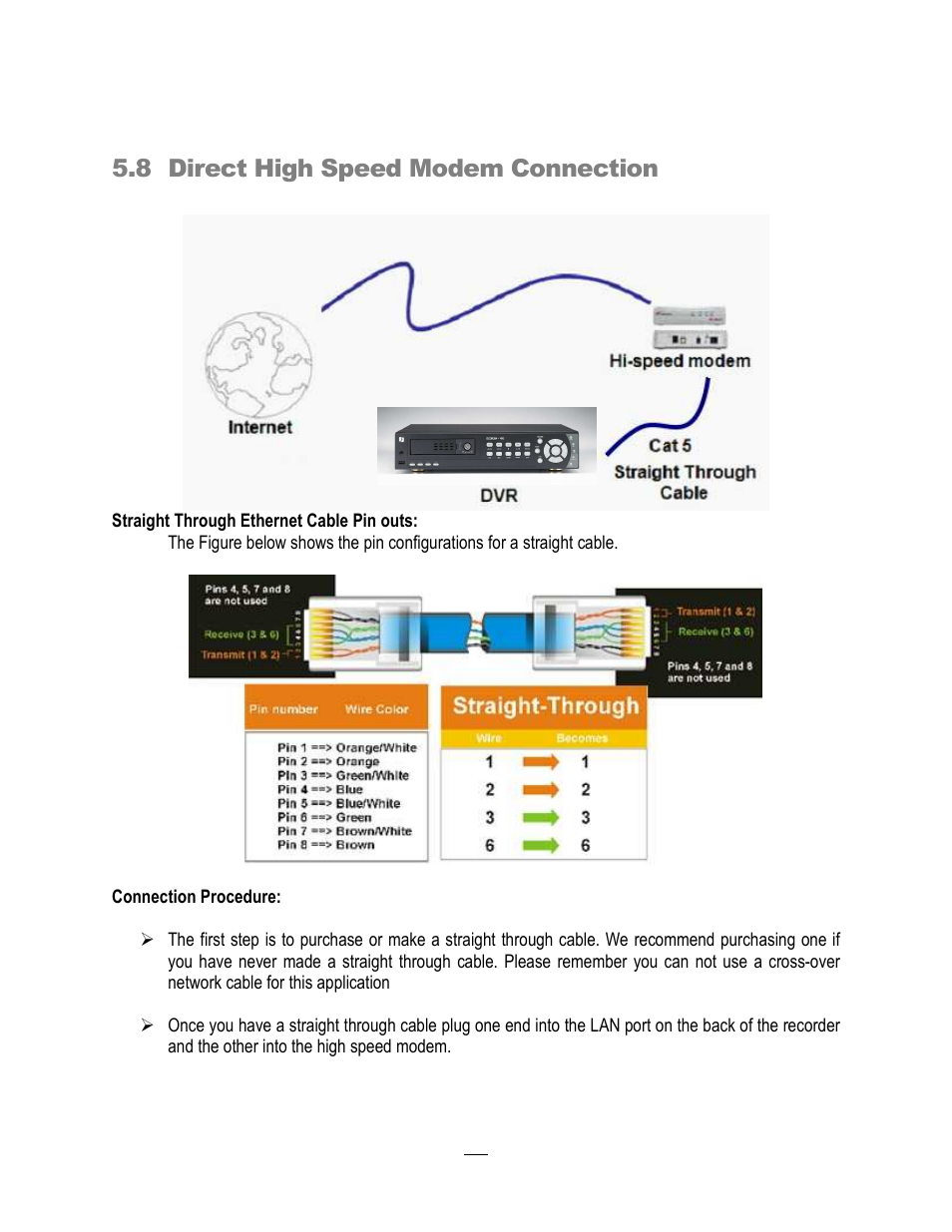 8 direct high speed modem connection | EverFocus ECOR264-4X1 User Manual | Page 117 / 147