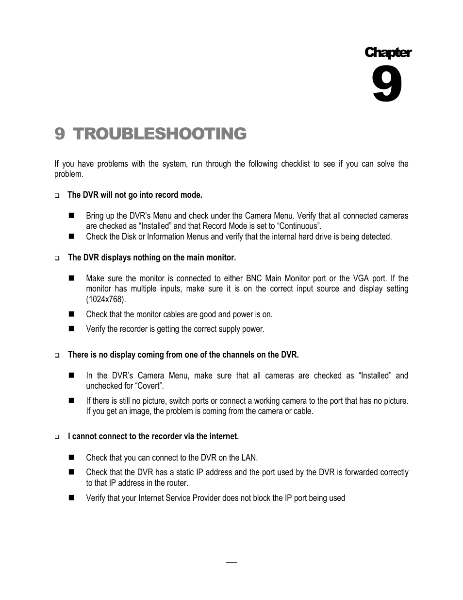 9troubleshooting, Chapter | EverFocus ECOR264-4X1 User Manual | Page 139 / 147