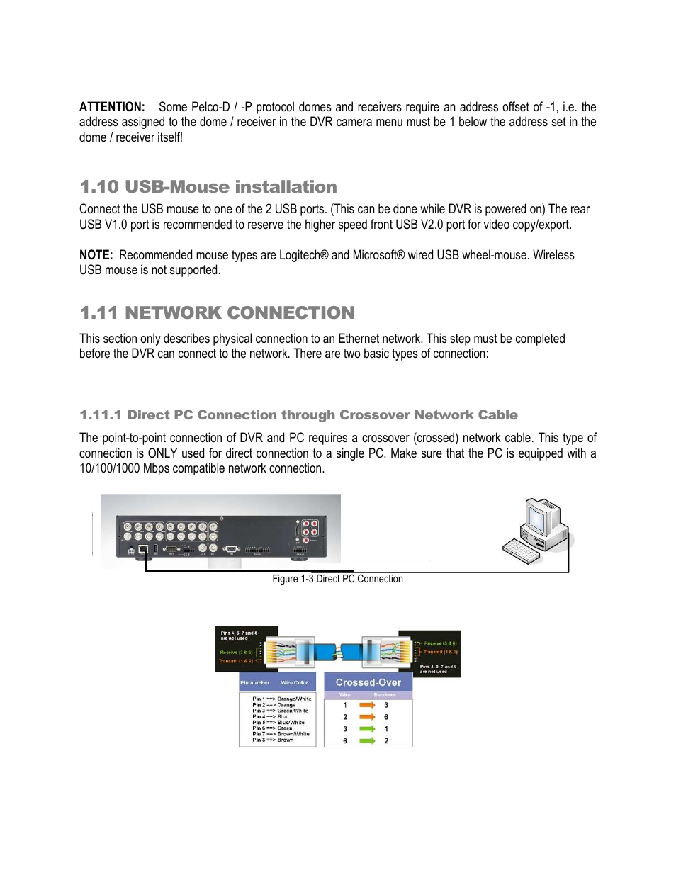 10 usb-mouse installation, 11 network connection | EverFocus ECOR264-4X1 User Manual | Page 21 / 147