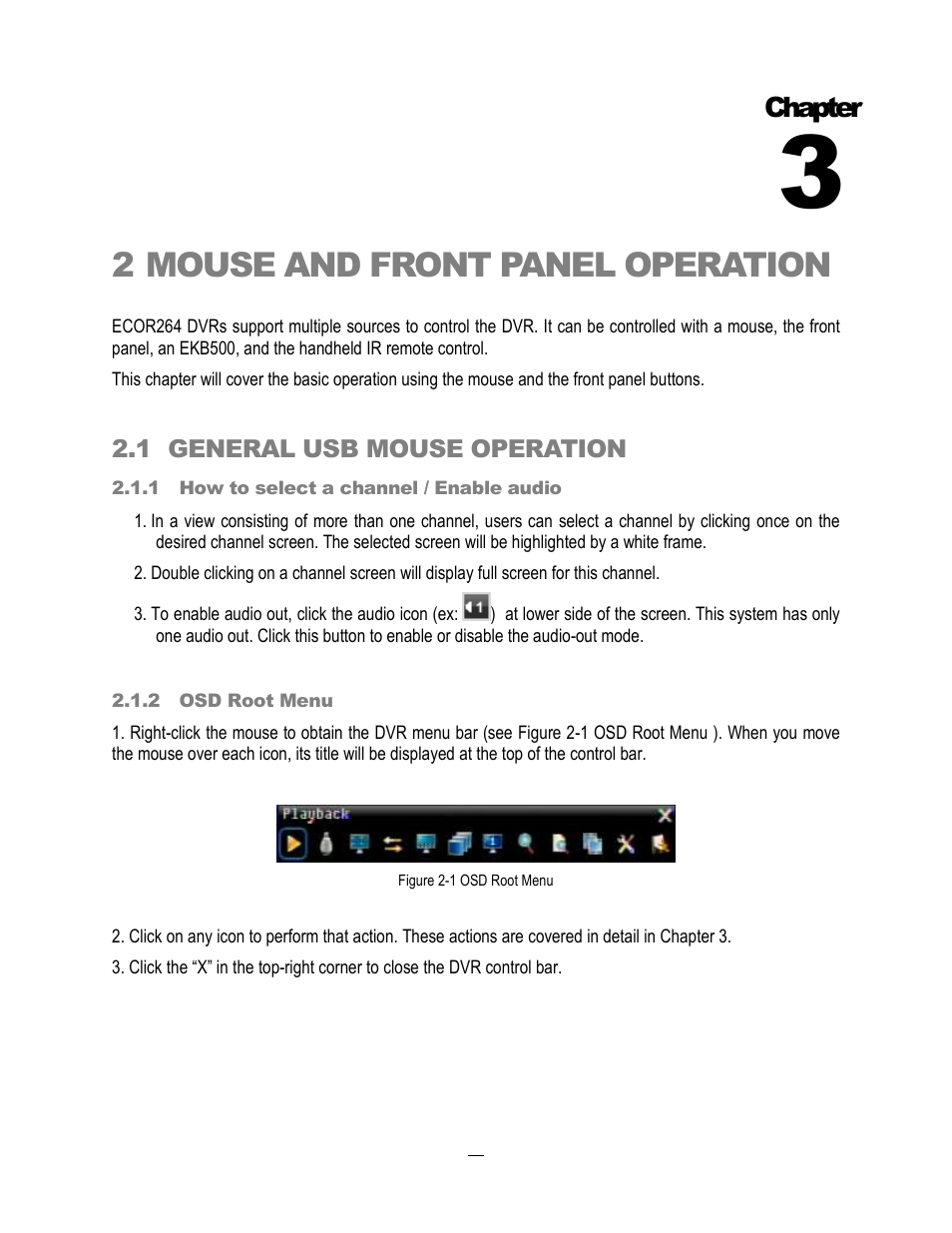 2mouse and front panel operation, Chapter | EverFocus ECOR264-4X1 User Manual | Page 23 / 147