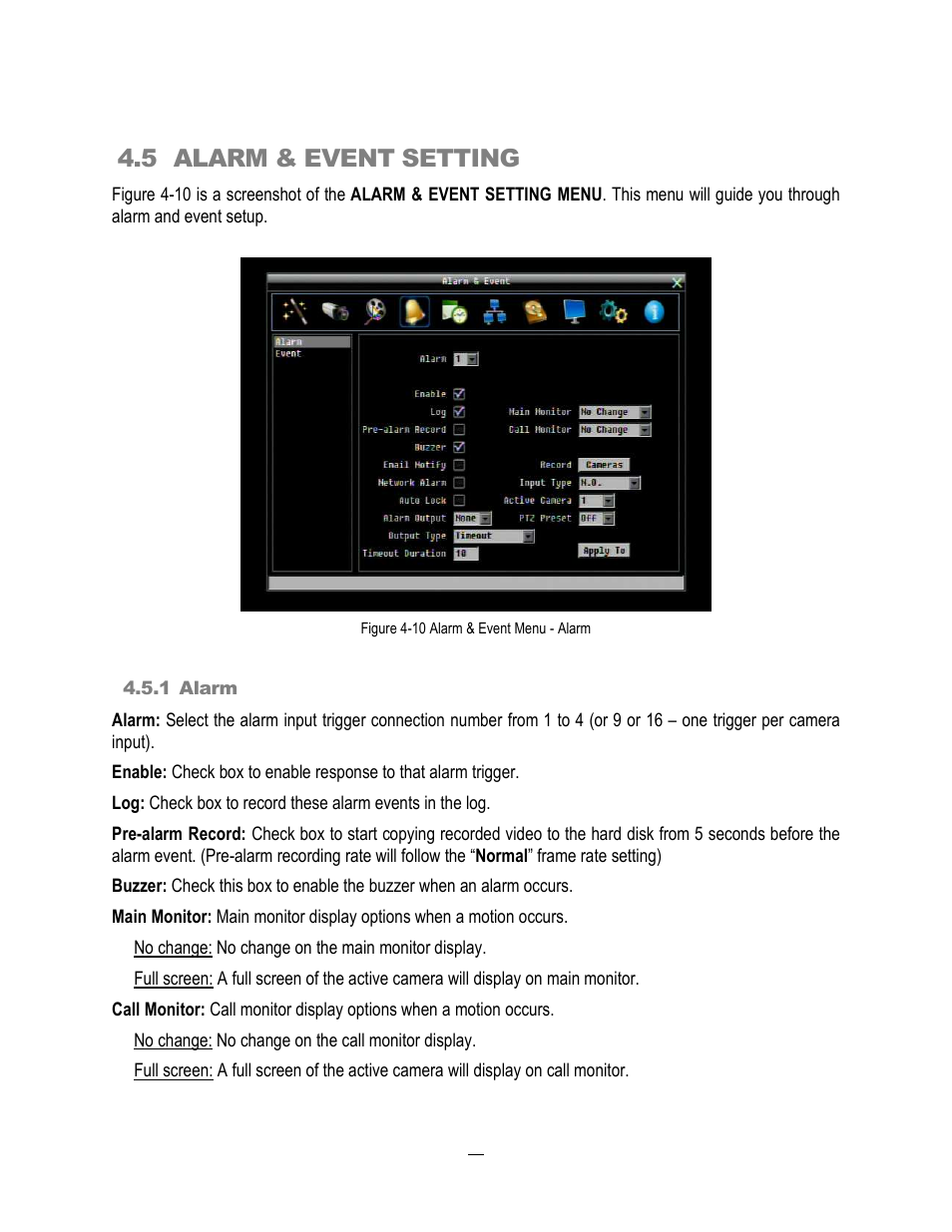 5 alarm & event setting | EverFocus ECOR264-4X1 User Manual | Page 62 / 147