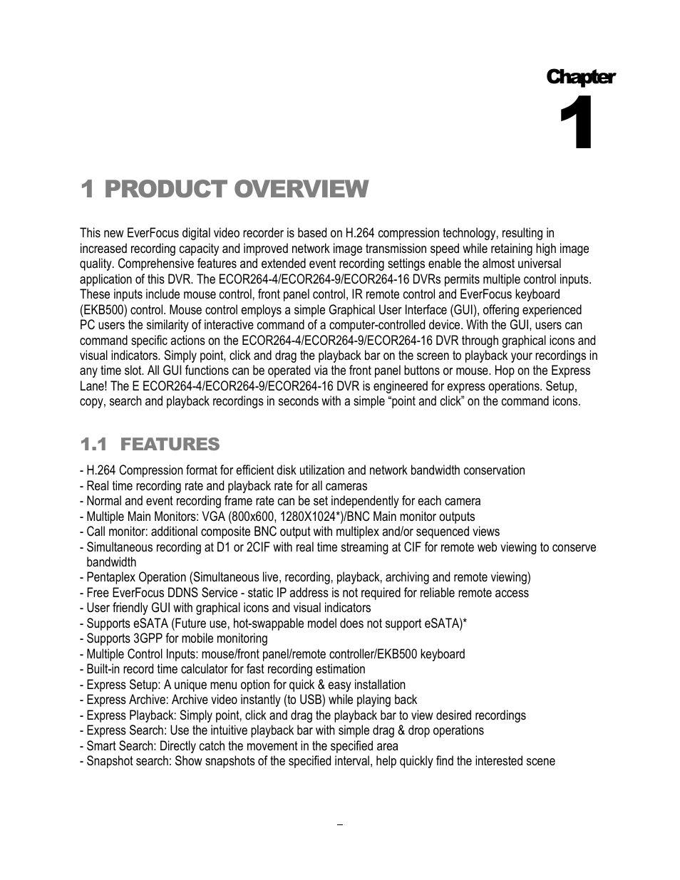 1product overview | EverFocus ECOR264-4X1 User Manual | Page 9 / 147