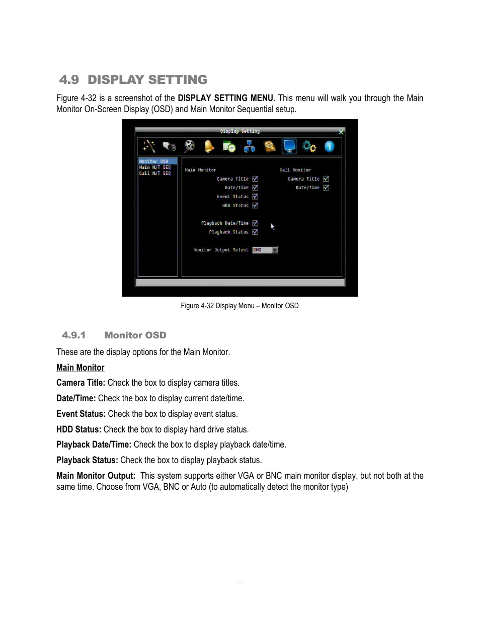 9 display setting | EverFocus ECOR264-4X1 User Manual | Page 94 / 147