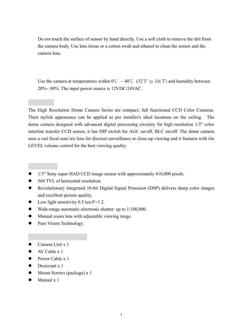 EverFocus 560 TVL Color Mini Dome Camera ED350 User Manual | Page 2 / 10