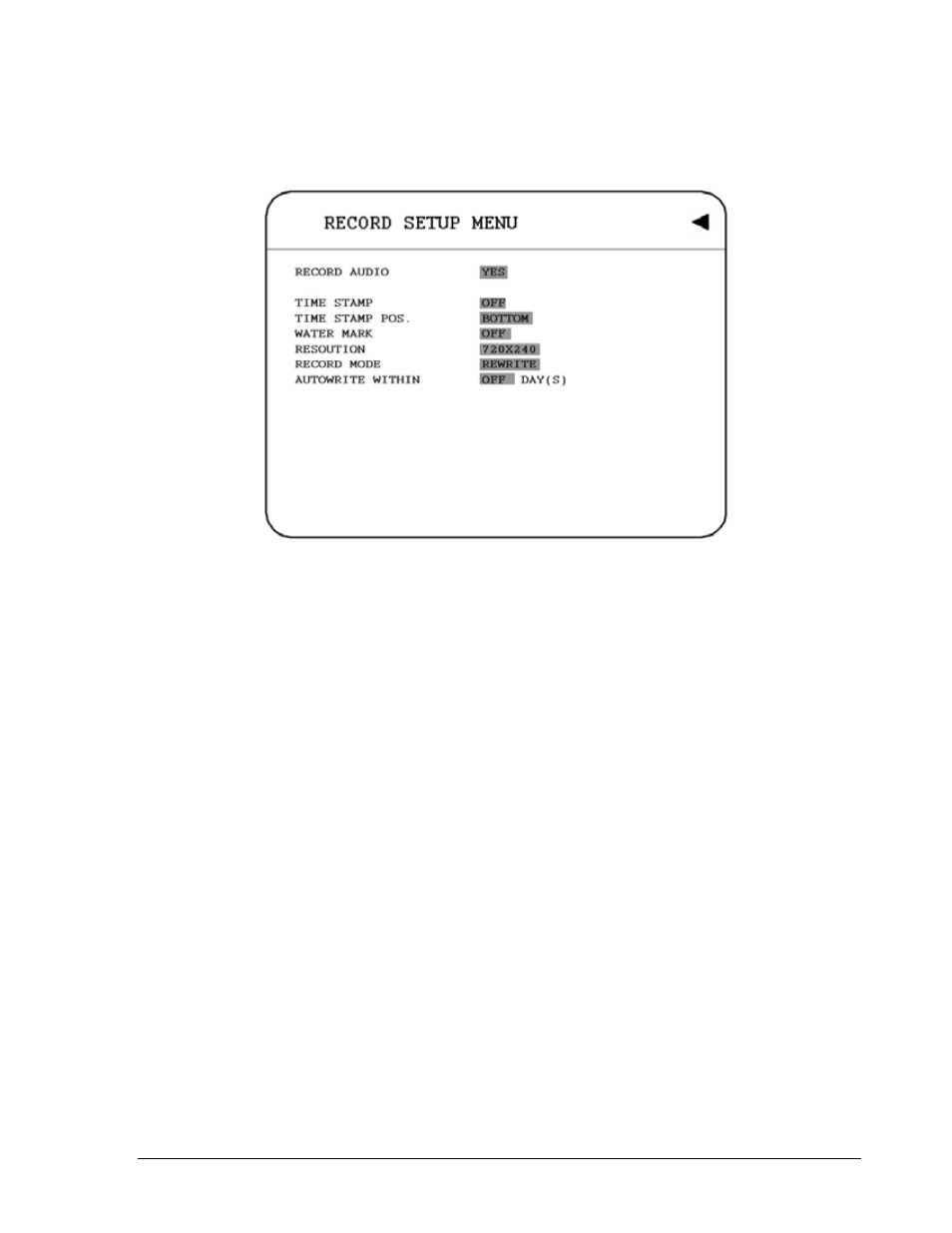 3 record setup menu | EverFocus EDVR SERIES User Manual | Page 37 / 148