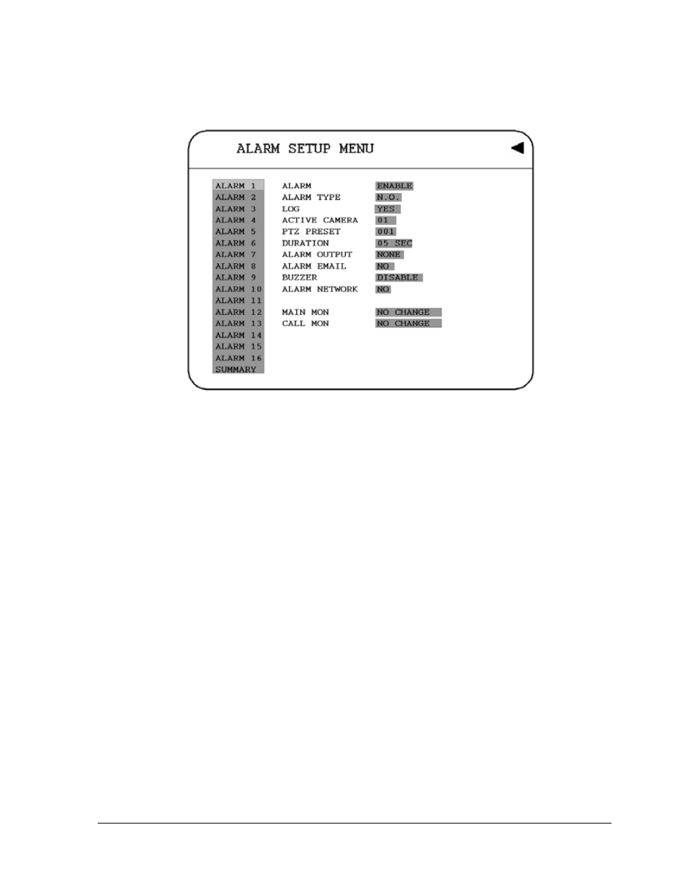 4 alarm setup menu | EverFocus EDVR SERIES User Manual | Page 39 / 148