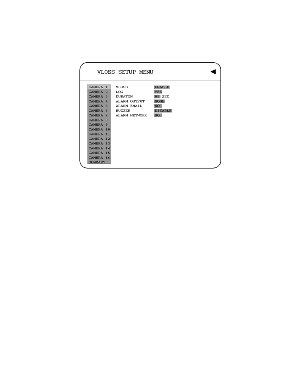 6 vloss setup menu | EverFocus EDVR SERIES User Manual | Page 46 / 148