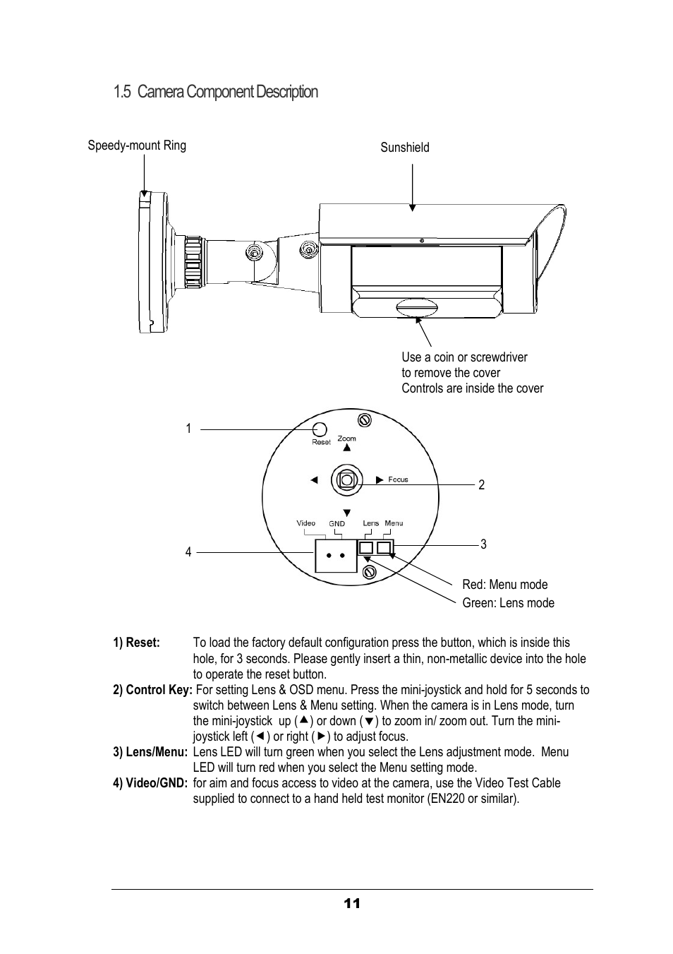 5 camera component description | EverFocus EZ630 User Manual | Page 11 / 33