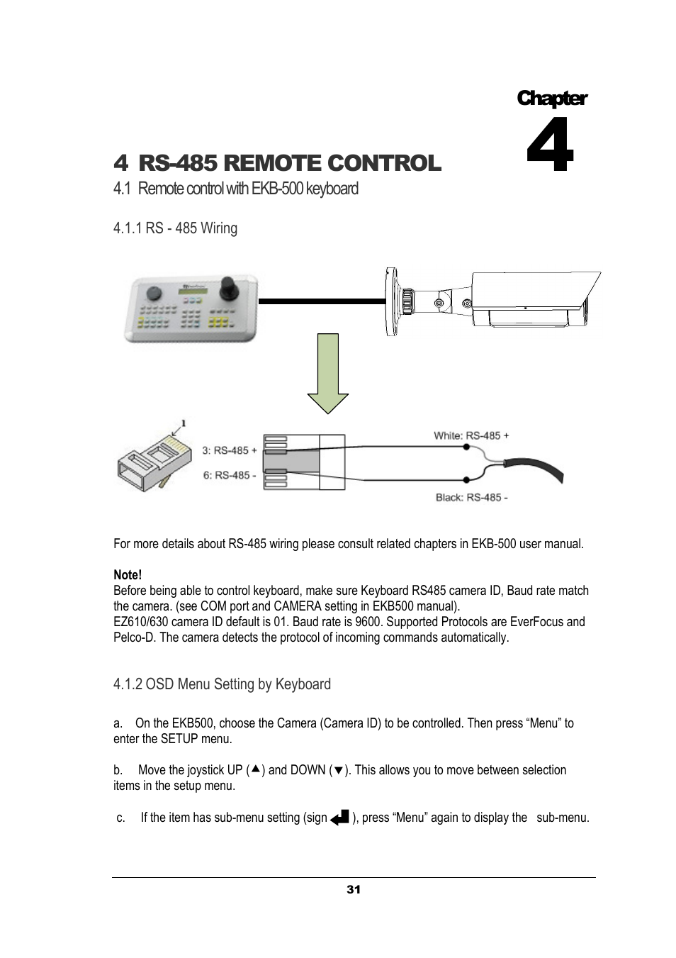 4 rs-485 remote control | EverFocus EZ630 User Manual | Page 31 / 33