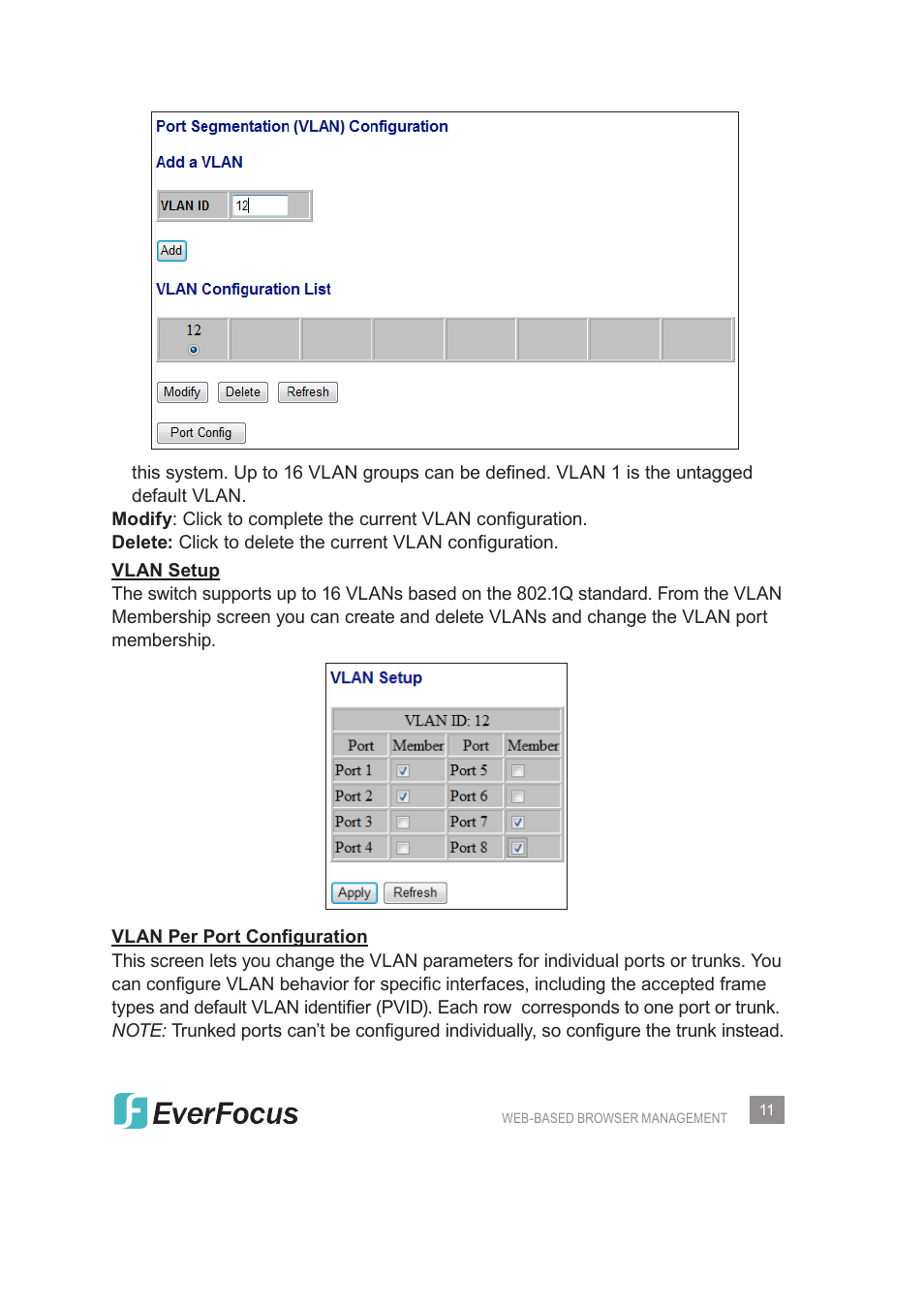 EverFocus Gigabit Managed Ethernet Switch ESM308T000D User Manual | Page 11 / 28