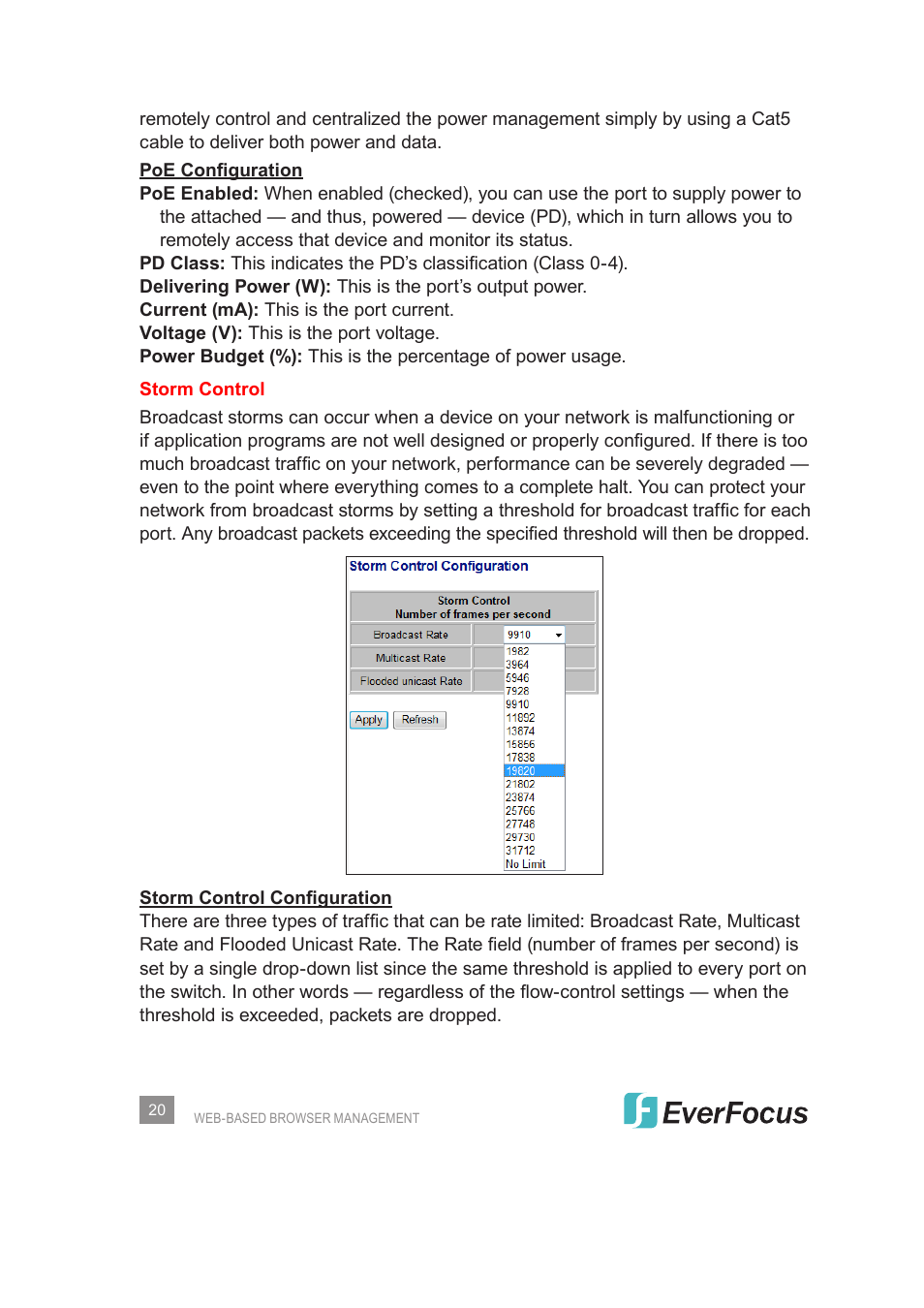 EverFocus Gigabit Managed Ethernet Switch ESM308T000D User Manual | Page 20 / 28