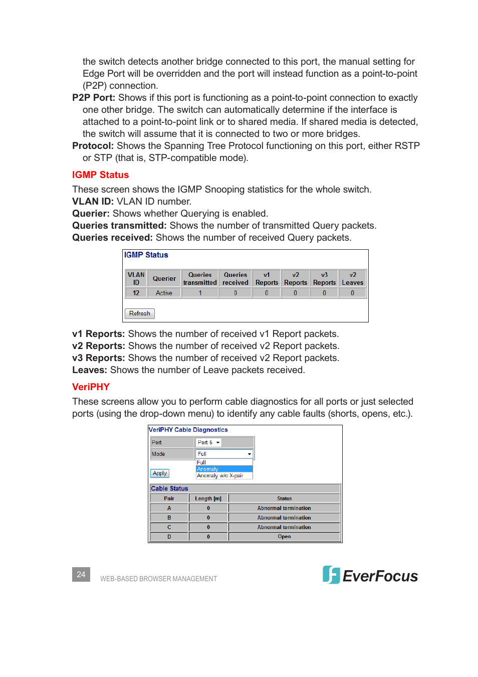EverFocus Gigabit Managed Ethernet Switch ESM308T000D User Manual | Page 24 / 28
