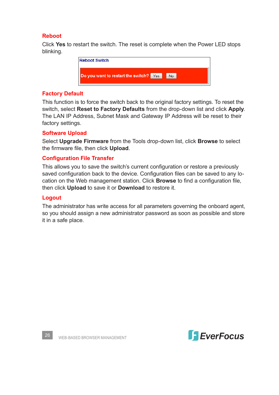 EverFocus Gigabit Managed Ethernet Switch ESM308T000D User Manual | Page 26 / 28