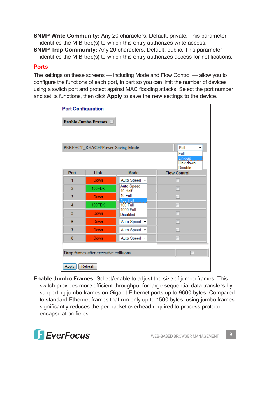 EverFocus Gigabit Managed Ethernet Switch ESM308T000D User Manual | Page 9 / 28