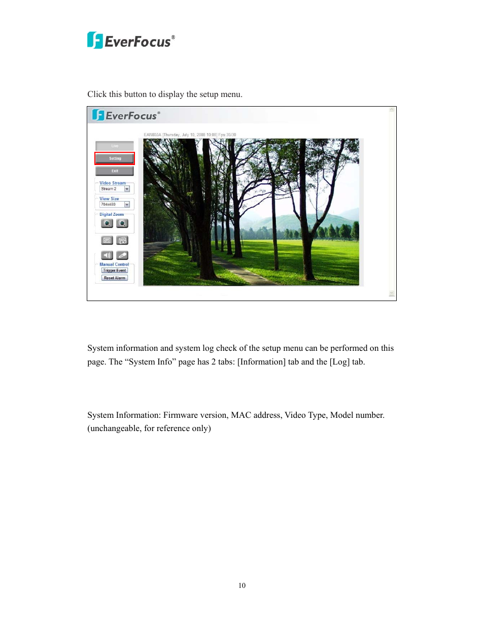 Setting | EverFocus EAN800AW User Manual | Page 10 / 44