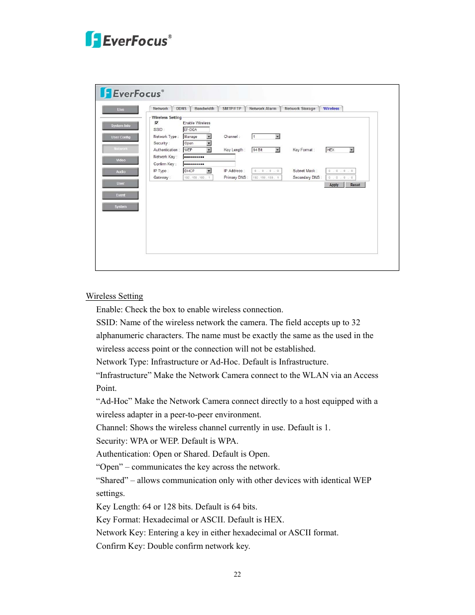 EverFocus EAN800AW User Manual | Page 22 / 44