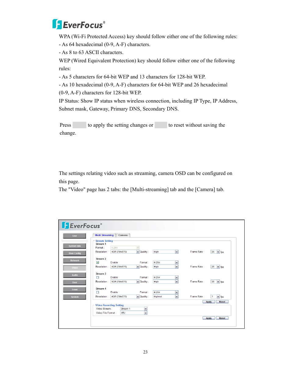 4 video | EverFocus EAN800AW User Manual | Page 23 / 44