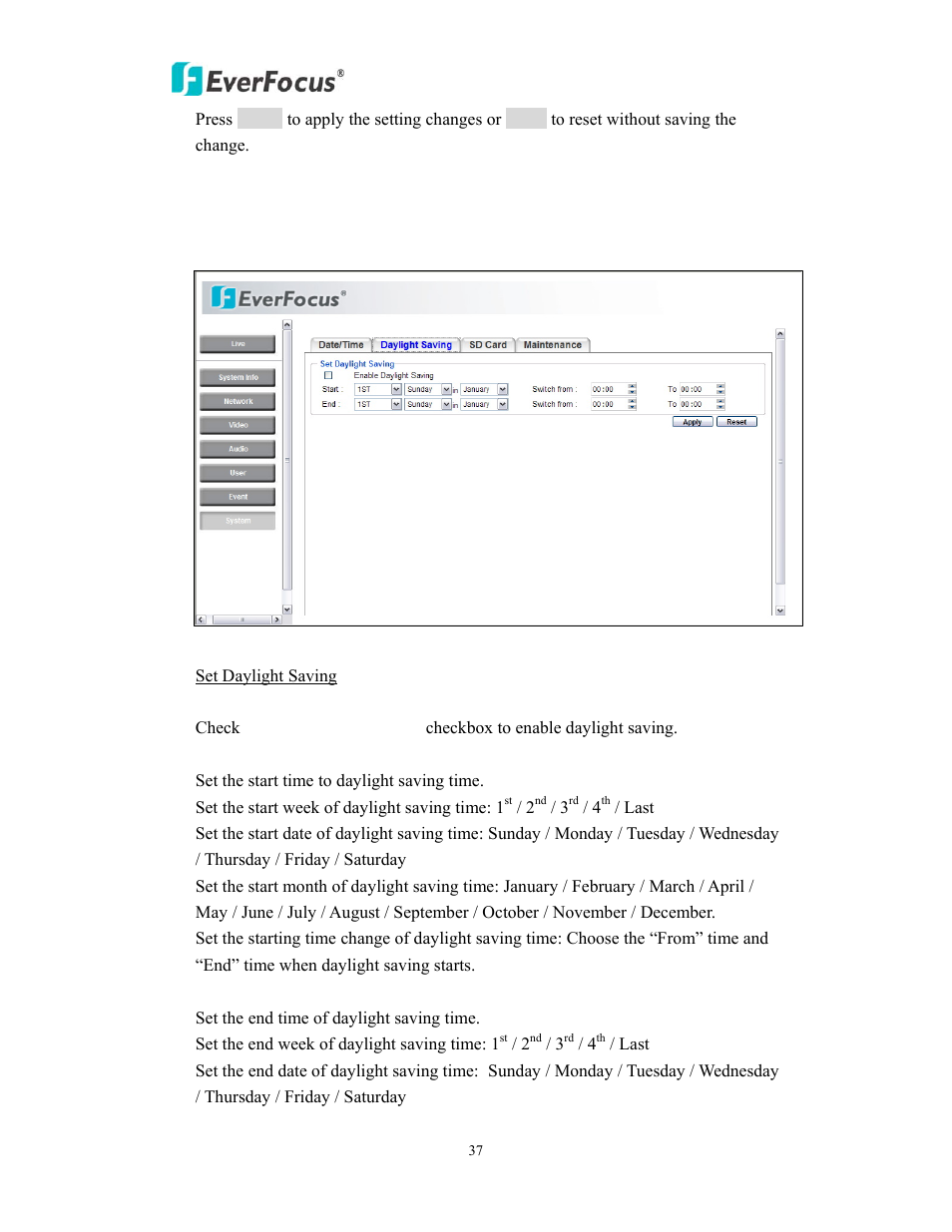 EverFocus EAN800AW User Manual | Page 37 / 44