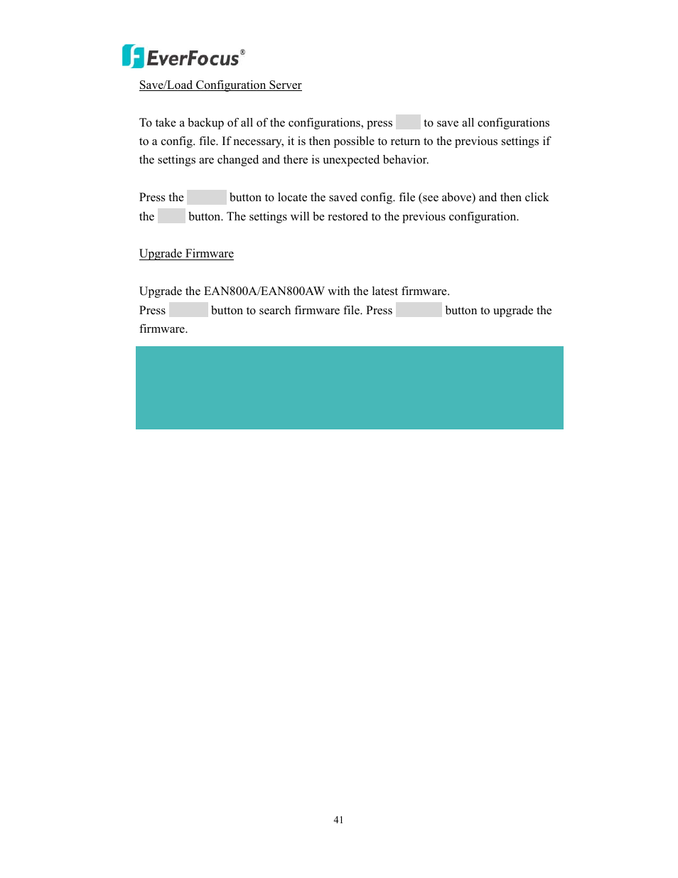 EverFocus EAN800AW User Manual | Page 41 / 44