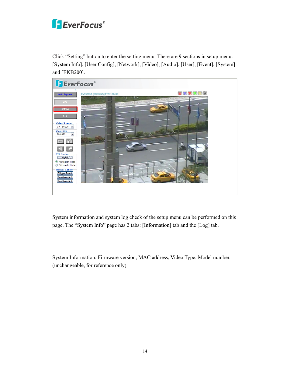 Setting | EverFocus EVS200A/AW User Manual | Page 14 / 51