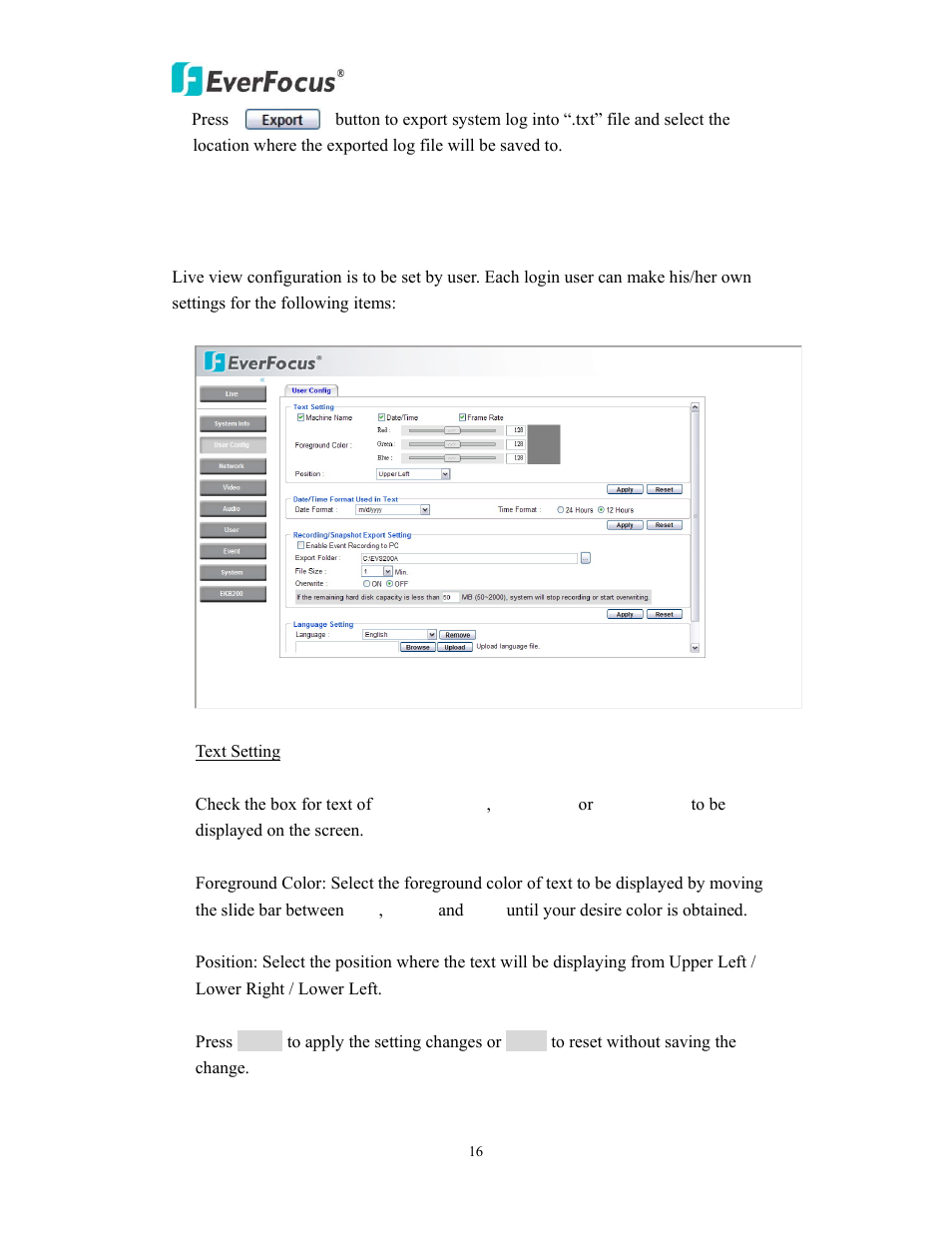 EverFocus EVS200A/AW User Manual | Page 16 / 51