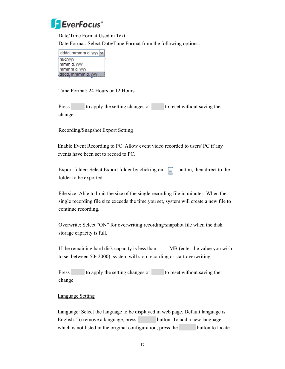 EverFocus EVS200A/AW User Manual | Page 17 / 51