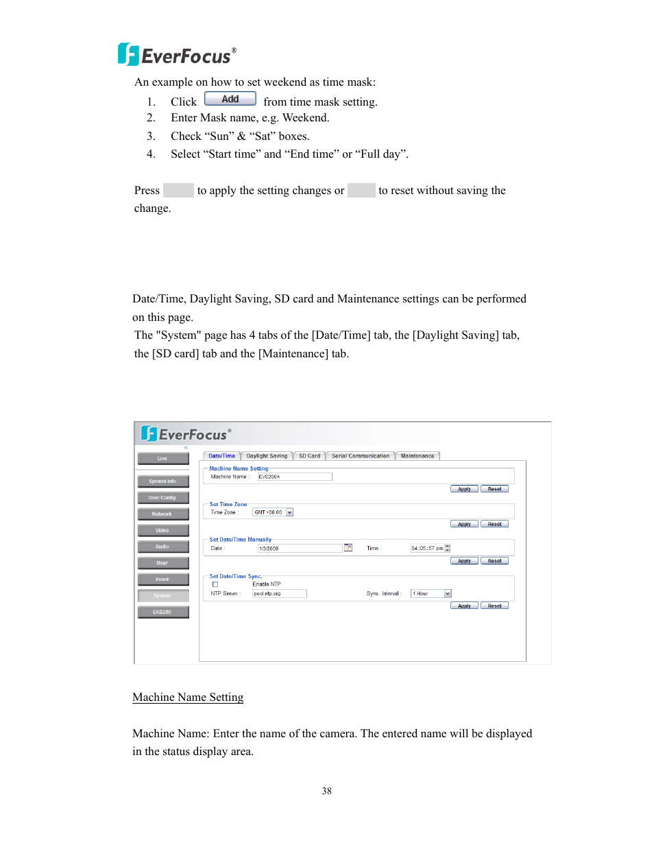 EverFocus EVS200A/AW User Manual | Page 38 / 51