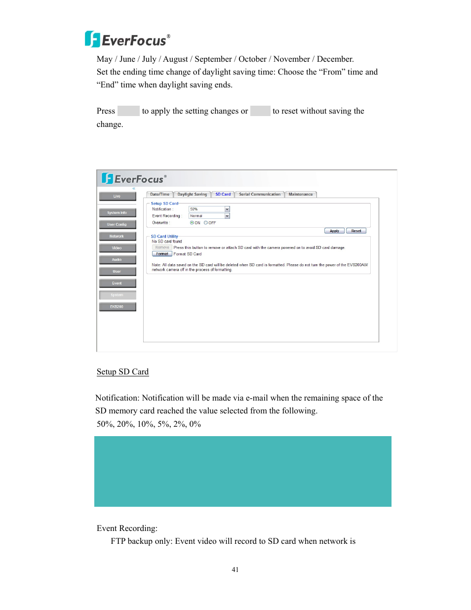 EverFocus EVS200A/AW User Manual | Page 41 / 51