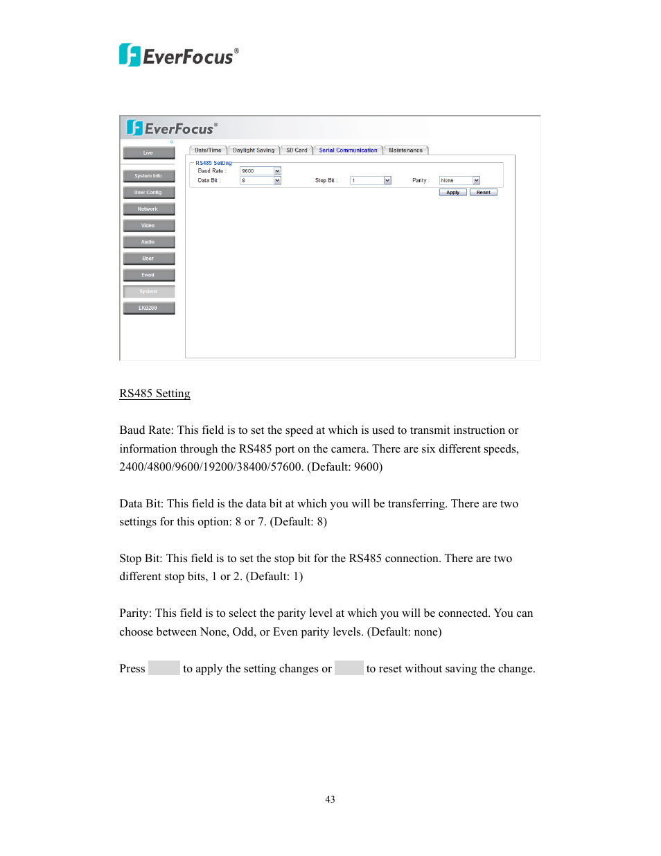 EverFocus EVS200A/AW User Manual | Page 43 / 51