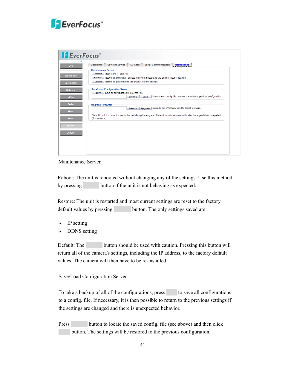 EverFocus EVS200A/AW User Manual | Page 44 / 51