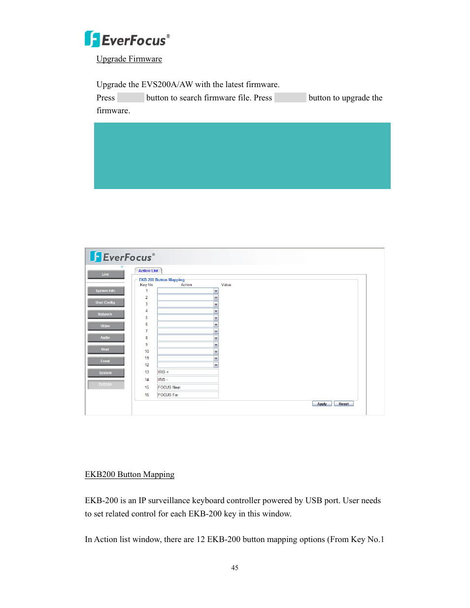 EverFocus EVS200A/AW User Manual | Page 45 / 51
