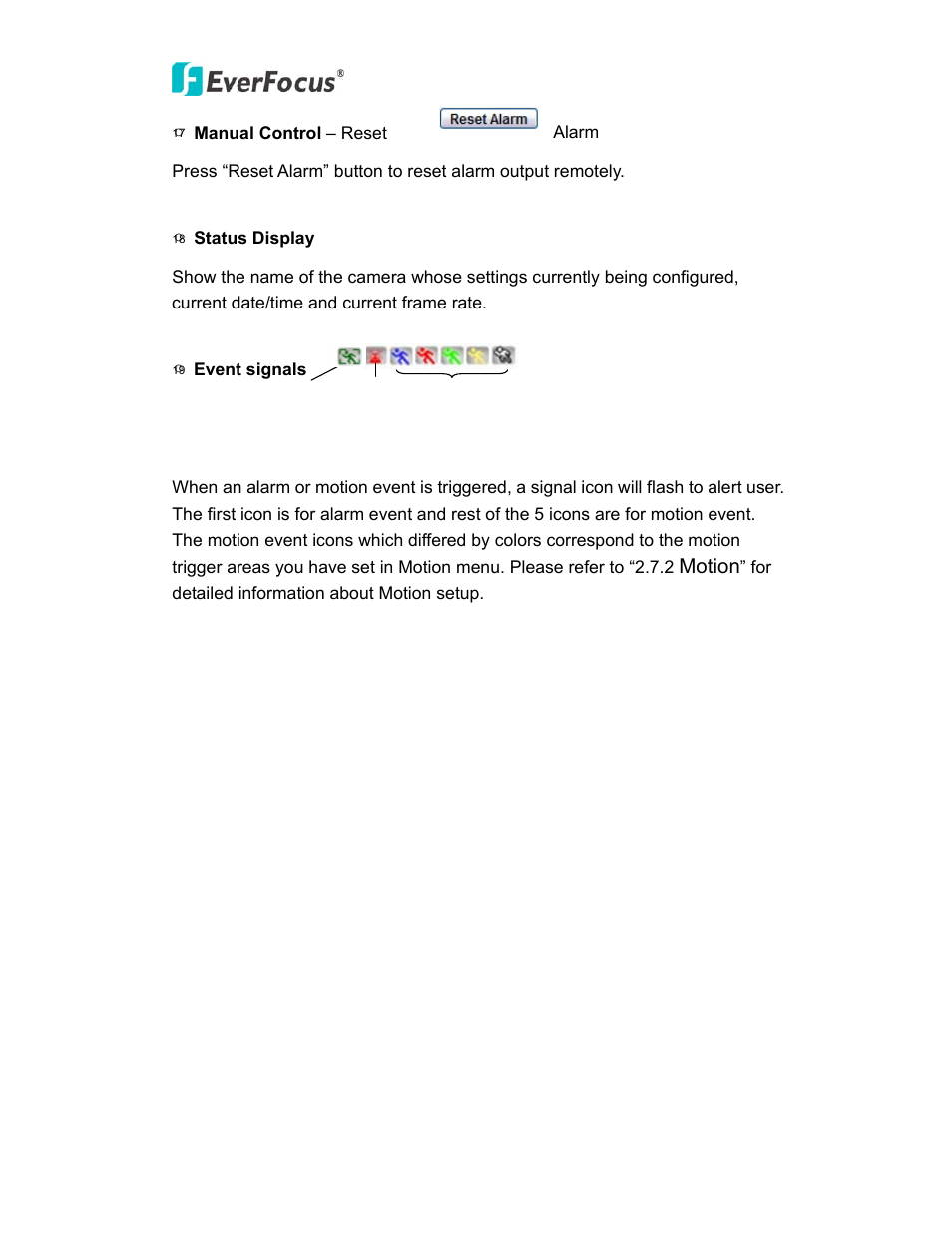 Motion | EverFocus PTZ SPEED DOME EPN3600 User Manual | Page 15 / 88