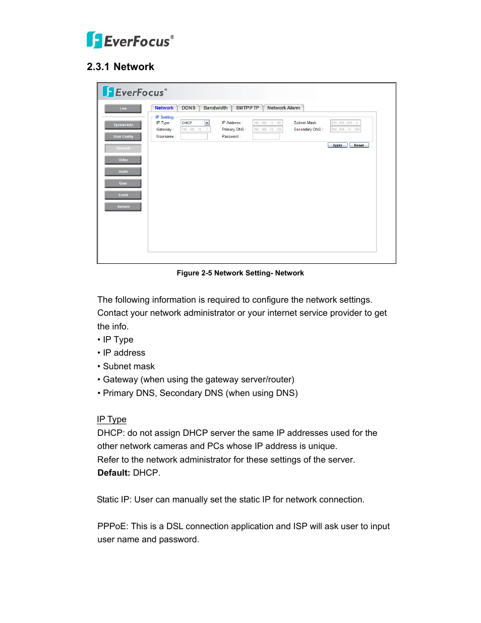 1 network | EverFocus PTZ SPEED DOME EPN3600 User Manual | Page 21 / 88