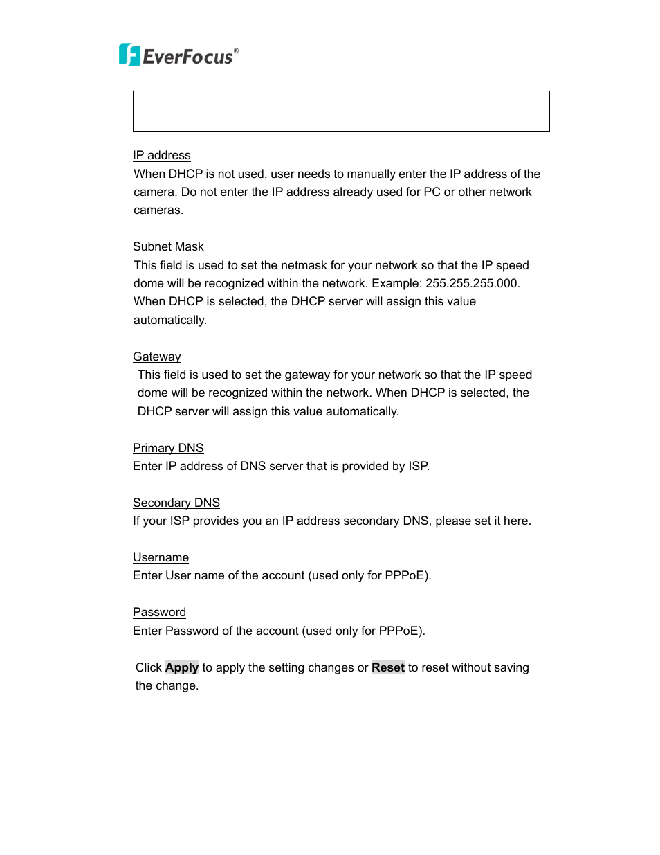 EverFocus PTZ SPEED DOME EPN3600 User Manual | Page 22 / 88