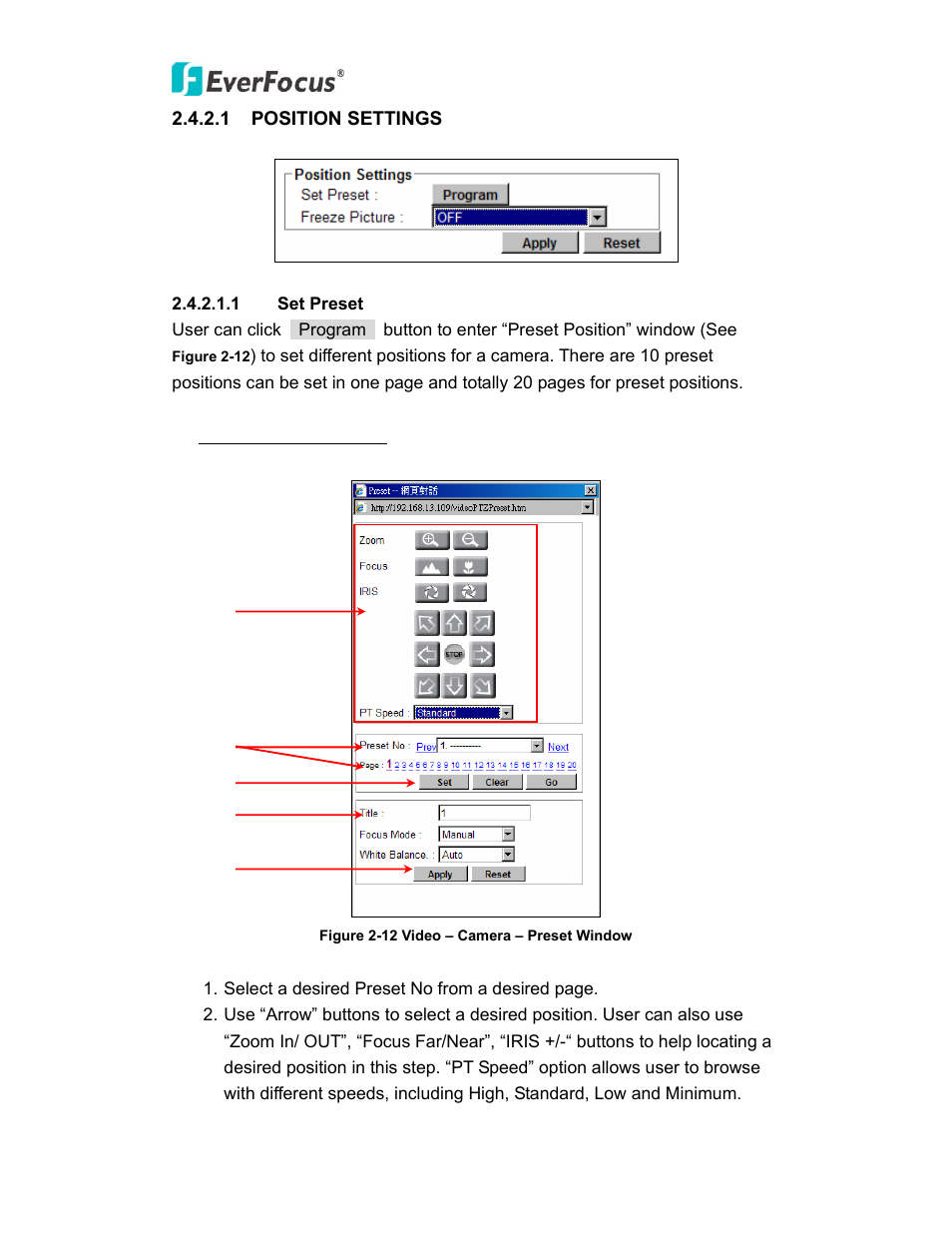 EverFocus PTZ SPEED DOME EPN3600 User Manual | Page 30 / 88