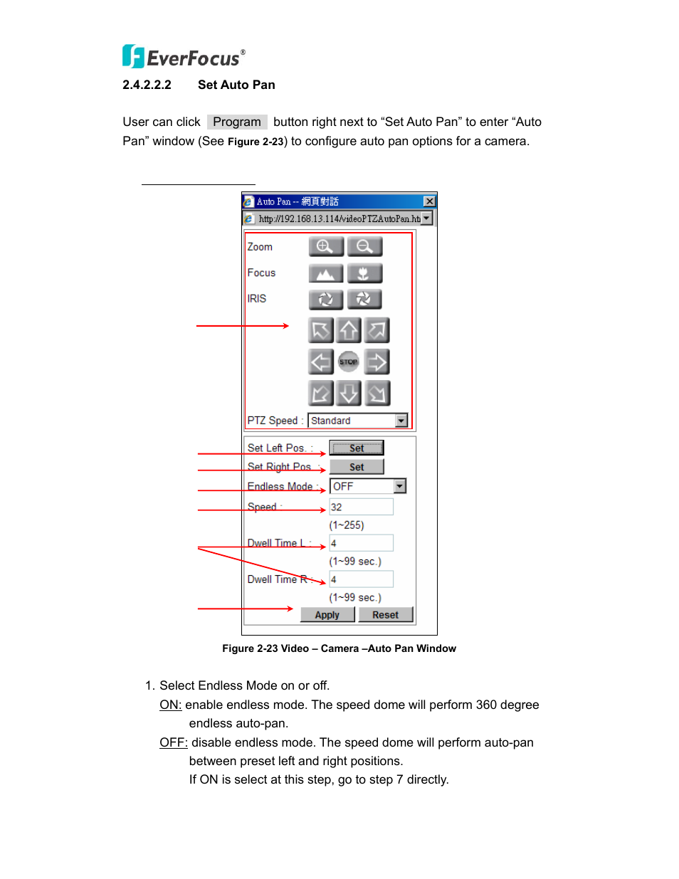 EverFocus PTZ SPEED DOME EPN3600 User Manual | Page 42 / 88