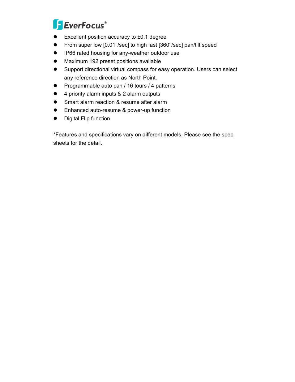 EverFocus PTZ SPEED DOME EPN3600 User Manual | Page 8 / 88