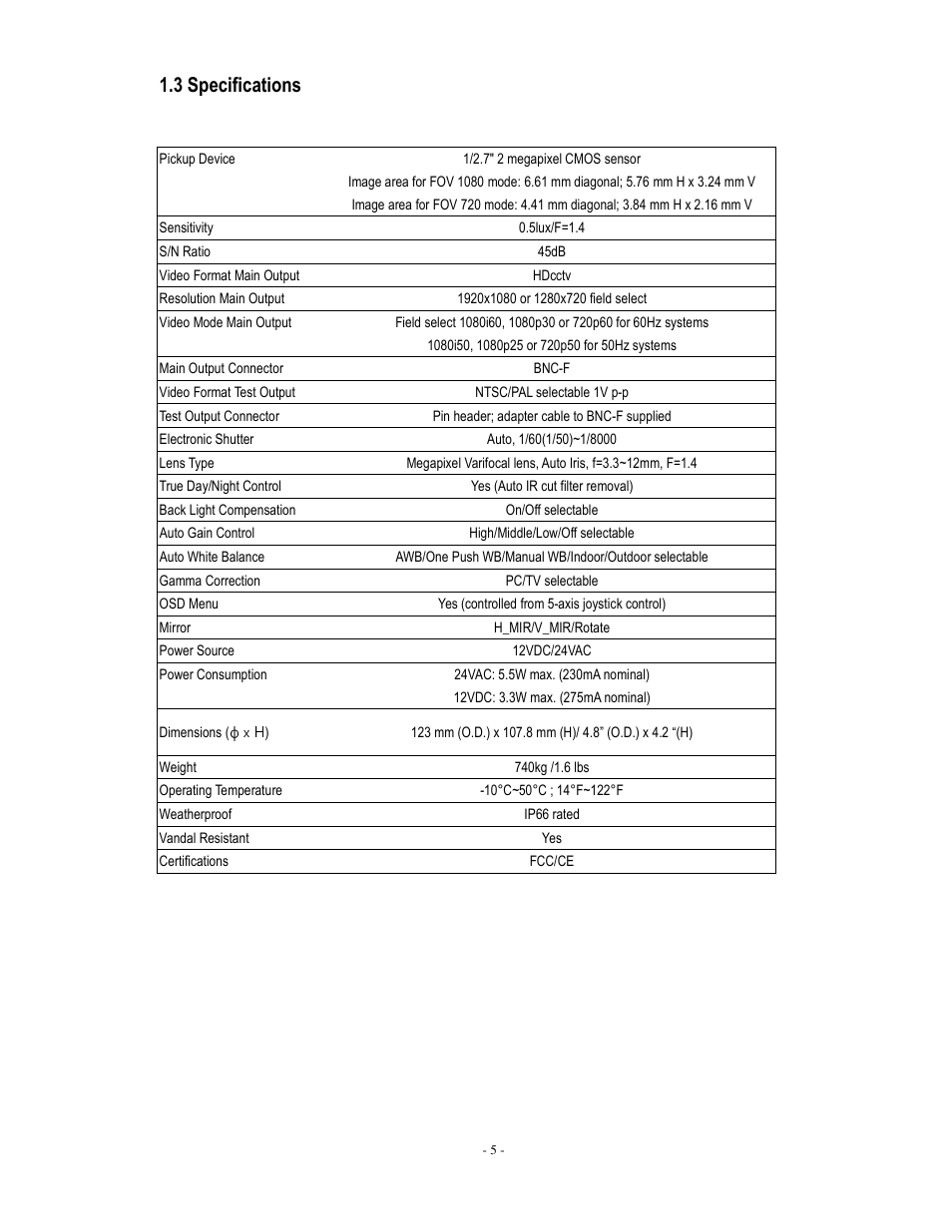 3 specifications | EverFocus EHH5200 User Manual | Page 6 / 25